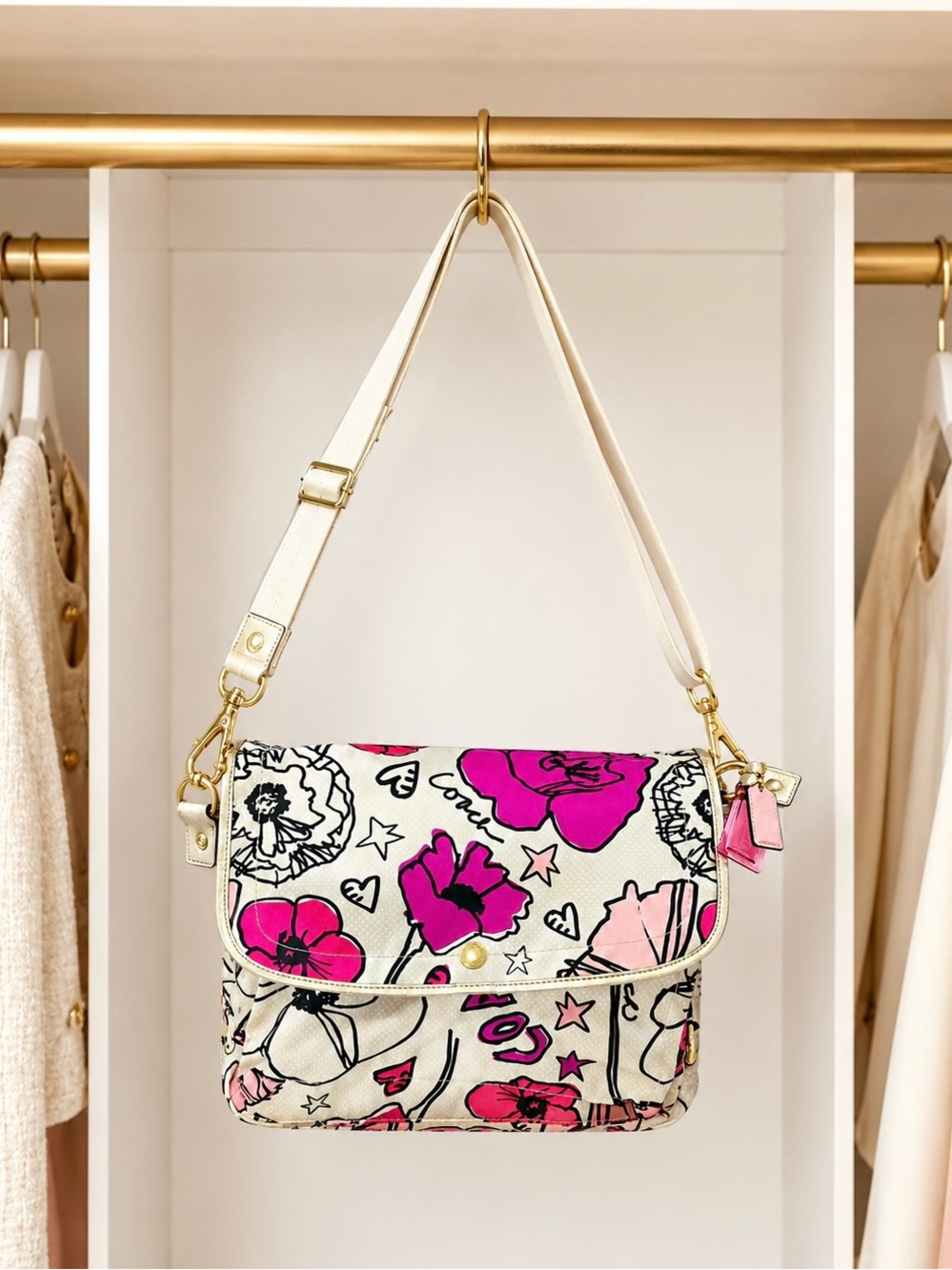 EUC Vintage Coach Poppy Kyra Graffiti Floral Messenger Crossbody Bag